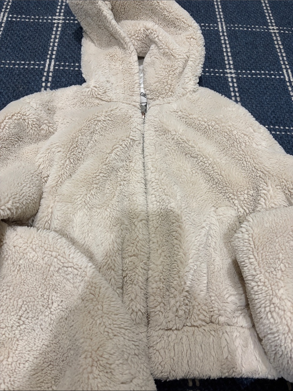 Garage Cream Sherpa Hooded Puffer Jacket for Kids